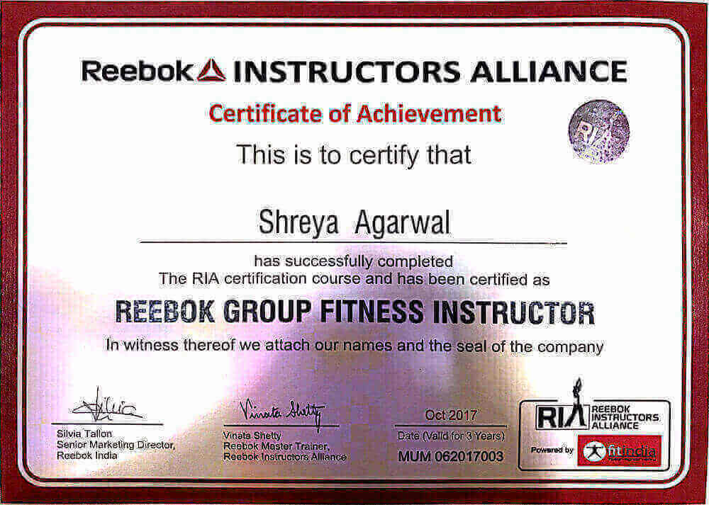 reebok fitness trainer course